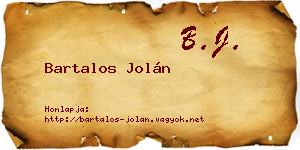 Bartalos Jolán névjegykártya